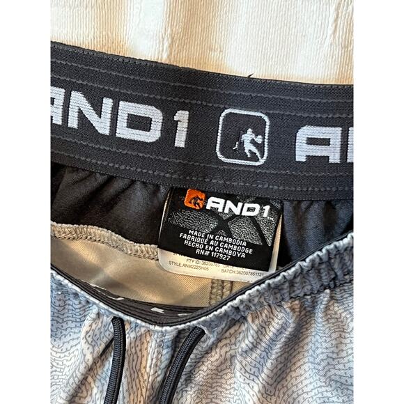 And 1 Gray Silver and Black Athletic Shorts Mens M - Picture 3 of 4
